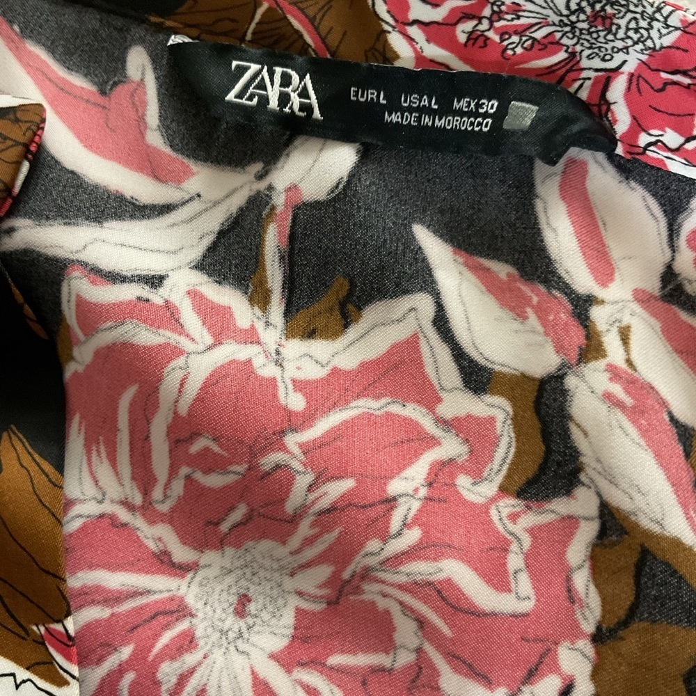 ZARA Printed Floral Long Sleeve Mini Dress Size S Authentic! - Picture 12 of 12